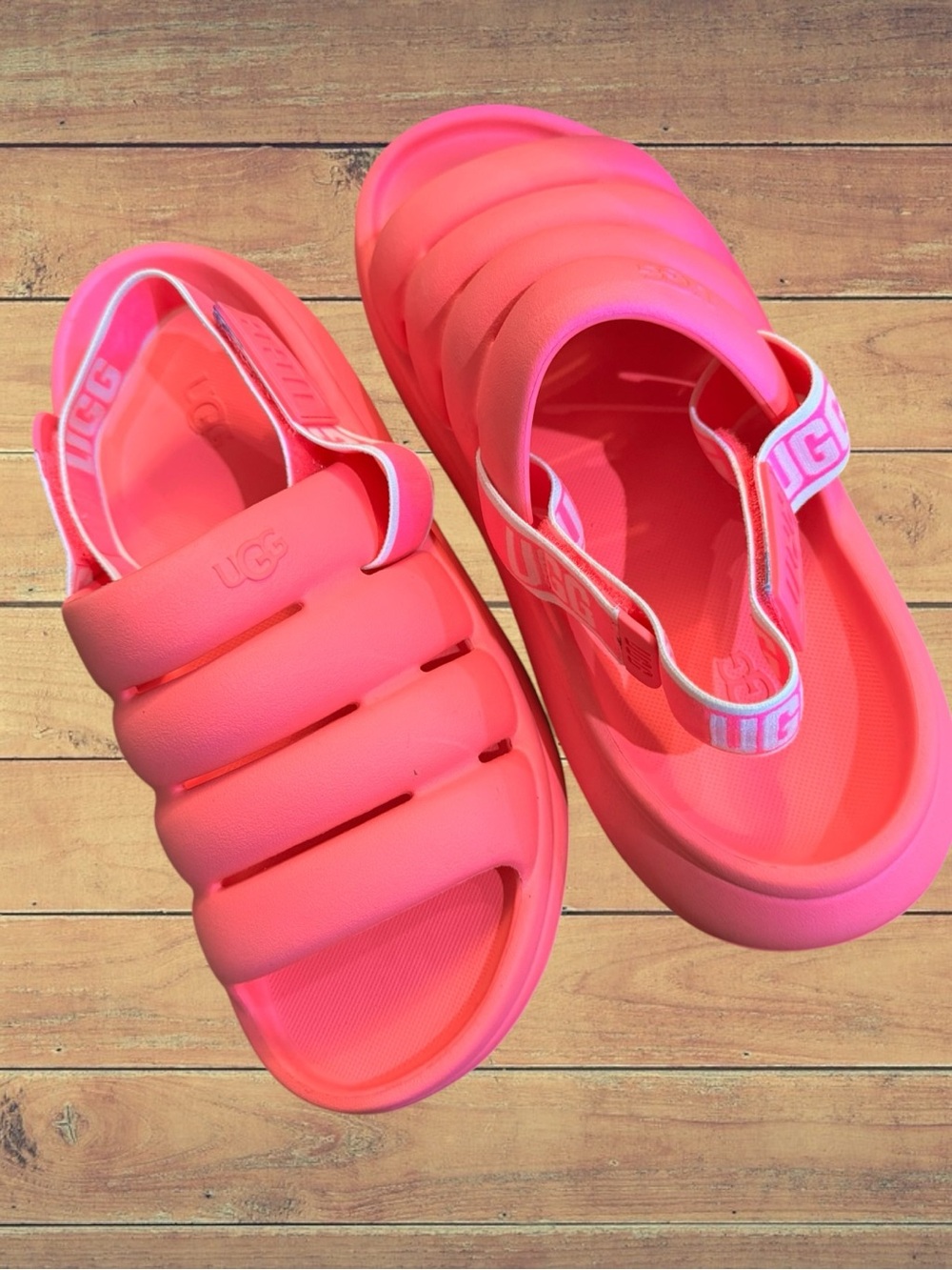 UGG Sport Yeah Pink Foam Removable Slingback Lightweight Slides Size 9 - Picture 11 of 16